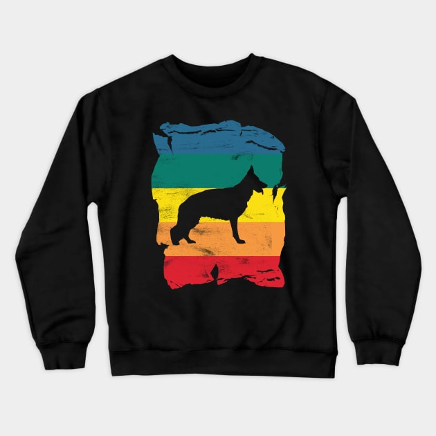 German Shepherd Dog Distressed Vintage Retro Silhouette Crewneck Sweatshirt by DoggyStyles